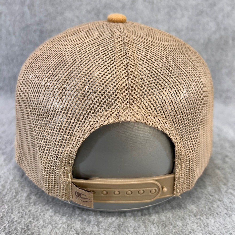 Hook Line & Sinker Leather Patch Mens Brown Tan Outdoor Cap Trucker Hat OSFM - Picture 3 of 11